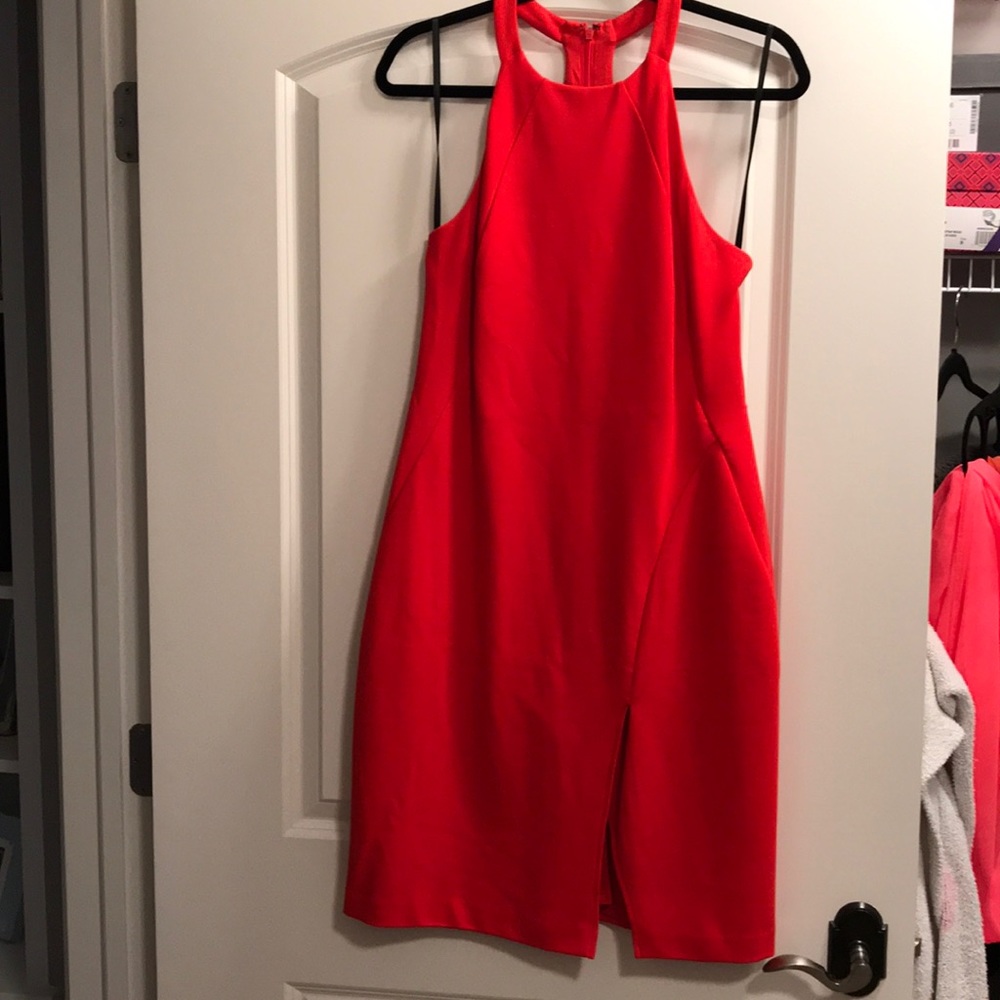 Halston Heritage red party dress